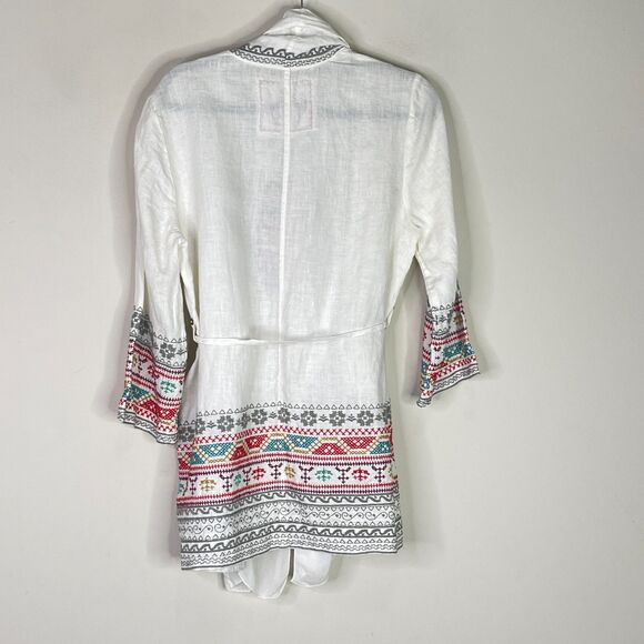 New Johnny Was Sentrie Linen Embroidered Kimono Cardigan Jacket Women's Small - Picture 6 of 7